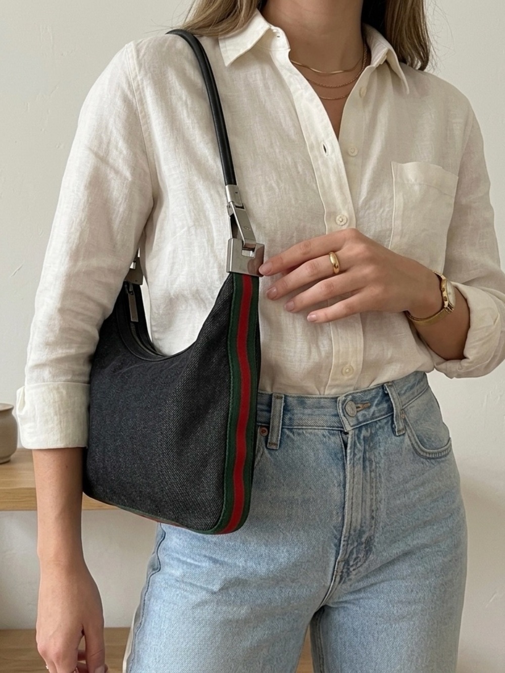 Gucci denim hobo bag